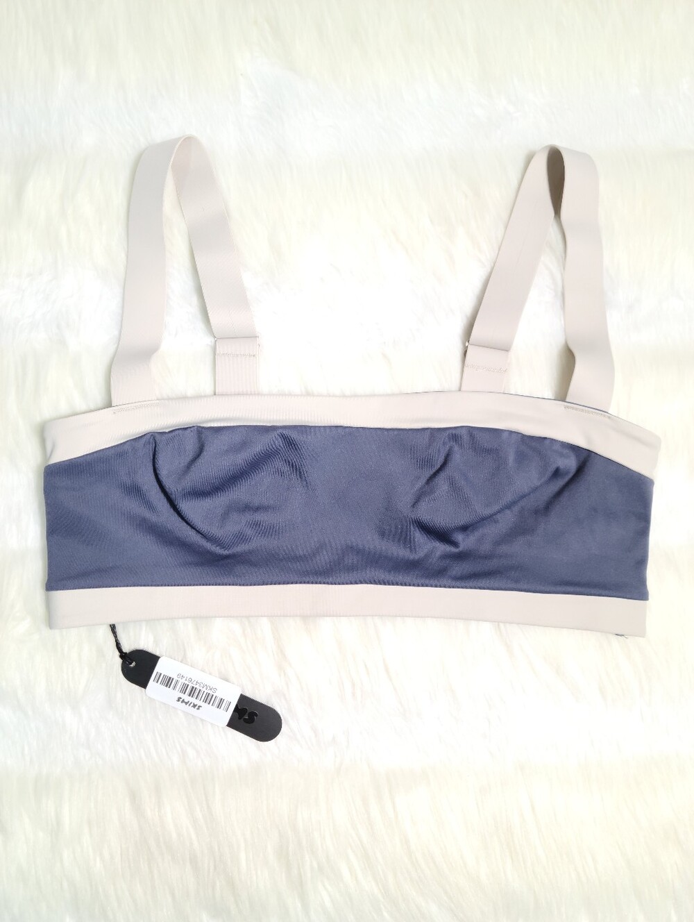 Nike SKIMS Matte Shine Mix Straight Neck Bra Deep Royal Stone Women Medium NEW